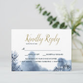 Het blauwe rif | Bruiloft RSVP met maaltijdkeuze (Staand voorkant)