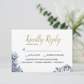 Het blauwe rif | Bruiloft RSVP met maaltijdkeuze (Staand voorkant)