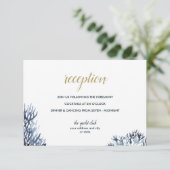Het blauwe rif | Nautical Wedding receptie Kaart (Staand voorkant)