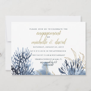 Het blauwe rif Nautical Wedding VERLOVING Kaart