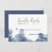 Het blauwe rif | nautische bruiloft RSVP (Voorkant / Achterkant)