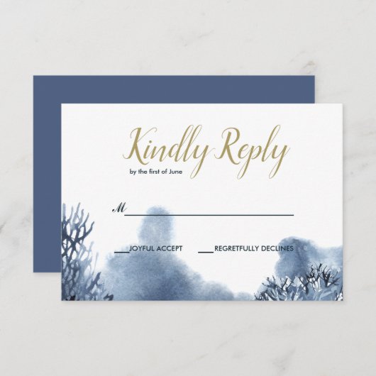 Het blauwe rif | nautische bruiloft RSVP (Voorkant / Achterkant)