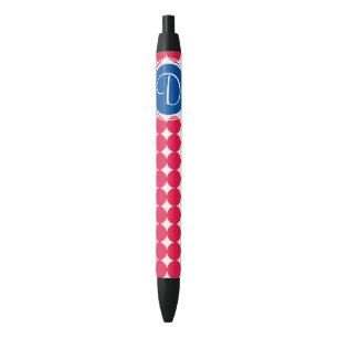 Het blauwe & Rode Monogram van de Stip Zwarte Inkt Pen