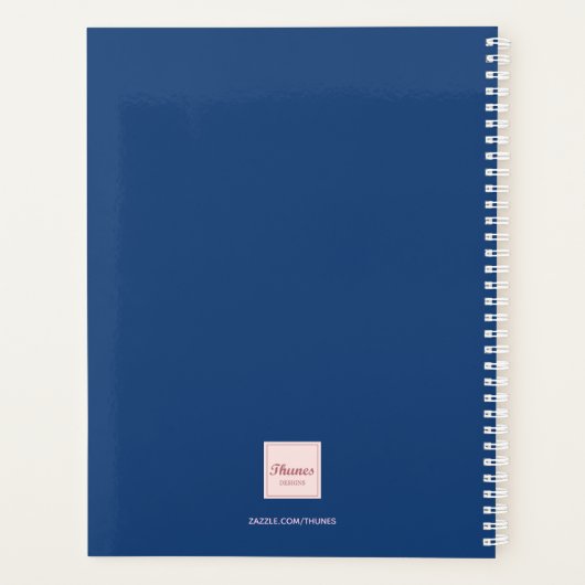 Het blauwe roze herfst florals trendy script van b planner (Achterkant)