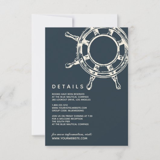 Het blauwe schip | Details van de bruiloft Kaart (Voorkant)