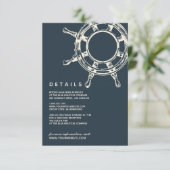 Het blauwe schip | Details van de bruiloft Kaart (Staand voorkant)