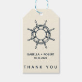 Het Blauwe Schip's Wiel | Bruiloft Dank je WEL GUN Cadeaulabel (Voorkant)