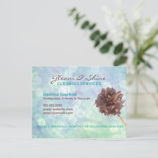 Het blauwe Schoonmakende briefkaart van het (Staand voorkant)