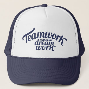 Het blauwe team maakt het droomwerk slogan pet
