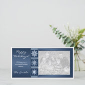 Het blauwe Vakantie van de Sneeuwvlok Feestdagenkaart (Staand voorkant)