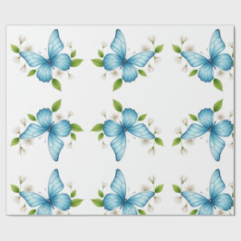 Het blauwe vlinder Inpakpapier