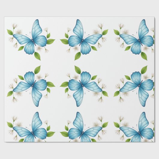 Het blauwe vlinder Inpakpapier (Vlak)