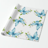 Het blauwe vlinder Inpakpapier (Uitgerold)