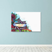 Het Blauwe Vogel Bat Mitzvah Inschrijfbord Canvas Afdruk (Insitu (Houten vloer))