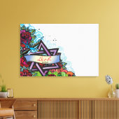 Het Blauwe Vogel Bat Mitzvah Inschrijfbord Canvas Afdruk (Insitu (Woonkamer))
