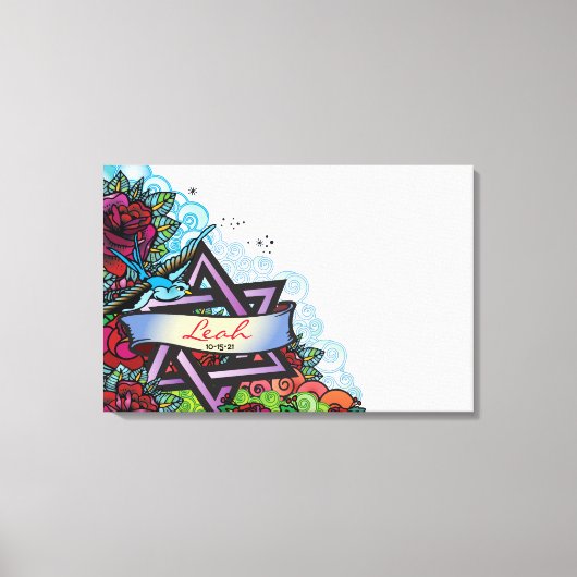 Het Blauwe Vogel Bat Mitzvah Inschrijfbord Canvas Afdruk (Voorkant)