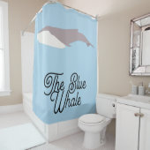 Het blauwe walvis kleurenblok douchegordijn (In situ)