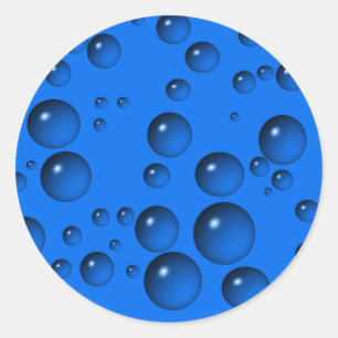 Het blauwe Water laat vallen Bellen Ronde Sticker
