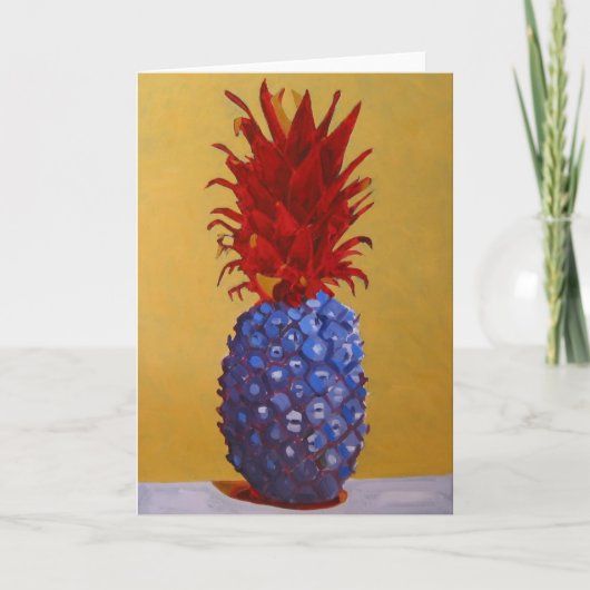 Het blauwe Wenskaart/de Uitnodiging van de Ananas (Voorkant)