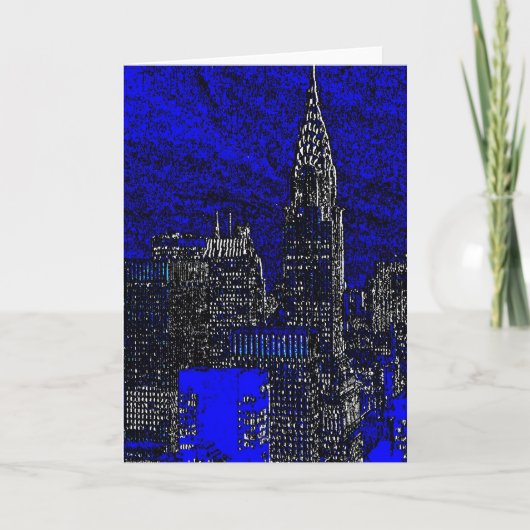 Het blauwe Wenskaart van de Stad van New York van Kaart (Voorkant)