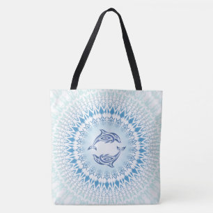 Het Blauwe Wit van Mandala van dolfijnen Tote Bag