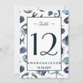 Het blauwe zeepaard | Nautical Wedding Table card Kaart (Voorkant)