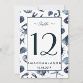 Het blauwe zeepaard | Nautical Wedding Table card Kaart (Achterkant)