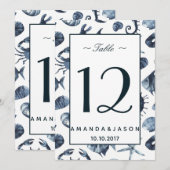 Het blauwe zeepaard | Nautical Wedding Table card Kaart (Voorkant / Achterkant)