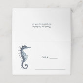 Het blauwe zeepaard | Nautical Wedding table place Plaatskaartje (Buitenkant ongevouwen)