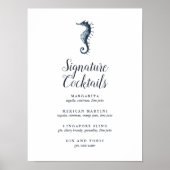 Het blauwe zeepaard | Signature Cocktail Menu Sign Poster (Voorkant)