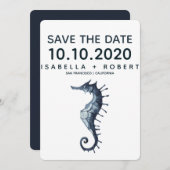 Het blauwe zeepaardje | Bruiloft Bewaar de datum Save The Date (Voorkant / Achterkant)