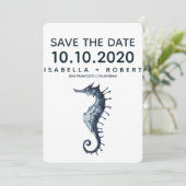 Het blauwe zeepaardje | Bruiloft Bewaar de datum Save The Date (Staand voorkant)