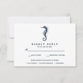 Het blauwe zeepaardje | Bruiloft RSVP met maaltijd (Voorkant)