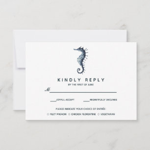 Het blauwe zeepaardje   Bruiloft RSVP met maaltijd