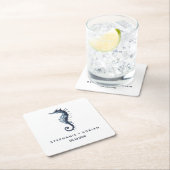 Het blauwe zeepaardje | Gepersonaliseerd bruiloft Kartonnen Onderzetters (Insitu)