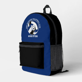 het blauwe zwarte volleybalteam kleuren teamnaam bedrukte rugzak