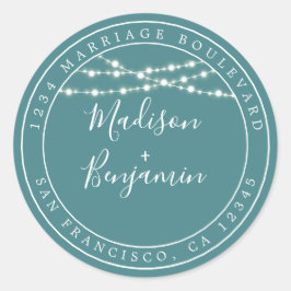 Het Blauwgroen Adres van de Terugkeer van het Bouw Ronde Sticker