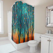 Het Blauwgroen bos in het najaar Douchegordijn (In situ)