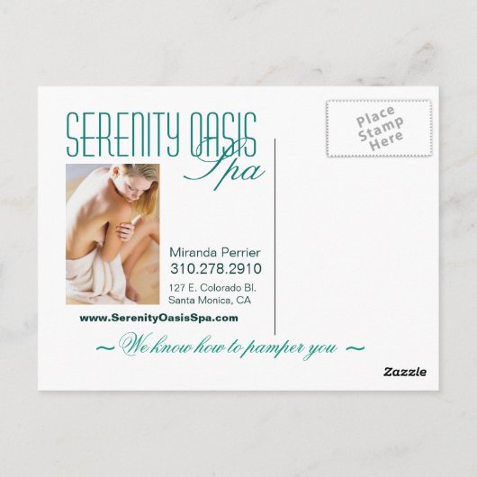 Het (blauwgroen) Briefkaart van de Korting van de  (Achterkant)