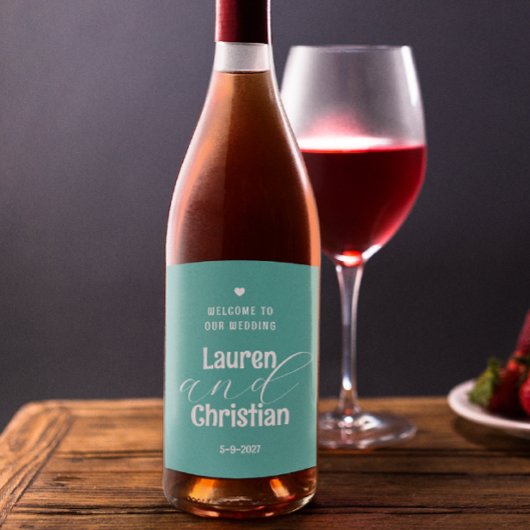 Het Blauwgroen Etiket van de Wijn van de Wijn van 