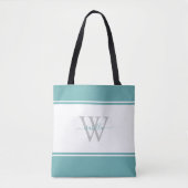 Het Blauwgroen Initiaal van het Manuscript van Mon Tote Bag (Voorkant)