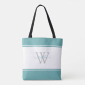 Het Blauwgroen Initiaal van het Manuscript van Mon Tote Bag (Achterkant)