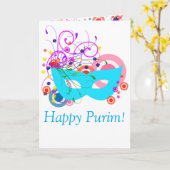 Het Blauwgroen Masker van Purim met Wervelingen Kaart (Gele Bloem)