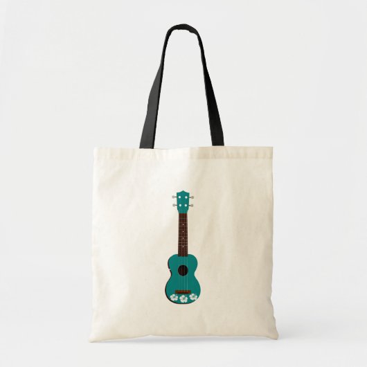 het blauwgroen ontwerp van de ukelelehibiscus tote bag (Voorkant)