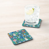 Het Blauwgroen Patroon van Elf en van Karakters be Bier Onderzetter (Rechterzijde)