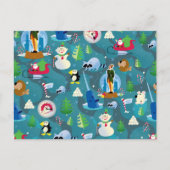 Het Blauwgroen Patroon van Elf en van Karakters be Briefkaart (Voorkant)