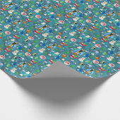 Het Blauwgroen Patroon van Elf en van Karakters be Cadeaupapier (Hoek)