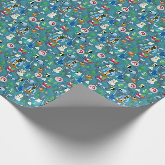 Het Blauwgroen Patroon van Elf en van Karakters be Cadeaupapier (Hoek)