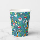 Het Blauwgroen Patroon van Elf en van Karakters be Papieren Bekers (Achterkant)