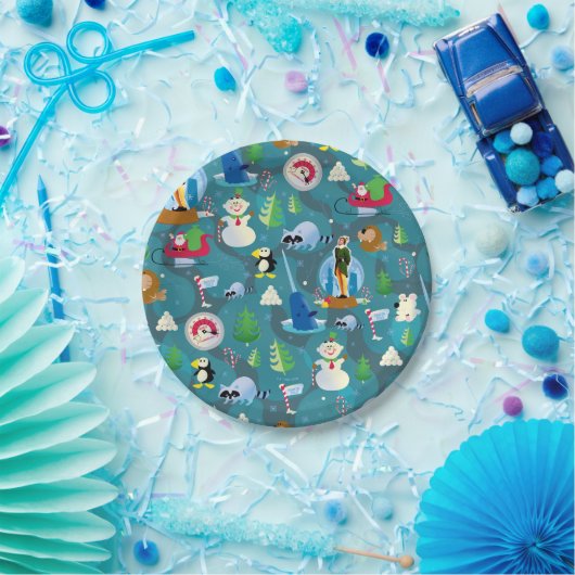 Het Blauwgroen Patroon van Elf en van Karakters be Papieren Bordje (Feest)